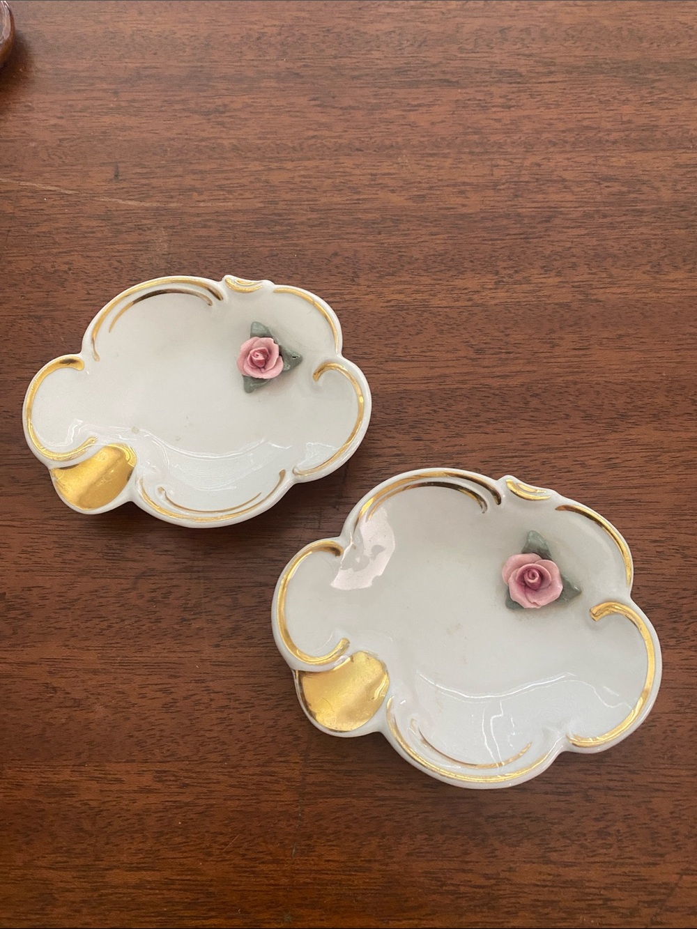 Dresden Ashtrays - Pink Rose Set of 2